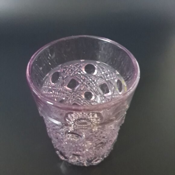 Vintage Purple Cut Glass Tumbler With Intricate Geometric Pattern - Picture 12 of 13
